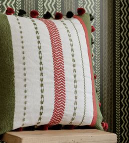 Handwerklich Fabric by MINDTHEGAP White/Red/Green