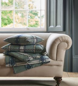 Hanover Check Fabric by Morris & Co Teal/Indigo