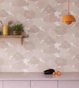 Happy Clouds Wallpaper by Rebel Walls Pink