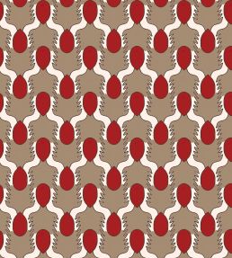Happy People Wallpaper by Ottoline Beige and Red