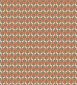 Happy People Wallpaper by Ottoline Sage Green and Orange