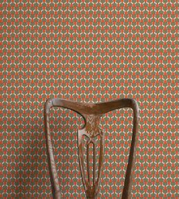 Happy People Wallpaper by Ottoline Sage Green and Orange