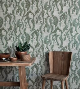 Hares In Hiding Wallpaper by Langelid Von Bromssen Taupe