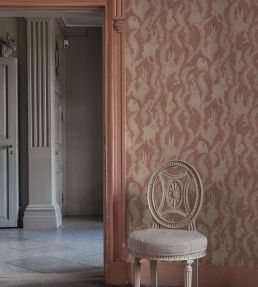 Hares In Hiding Wallpaper by Langelid Von Bromssen Dusty Pink