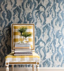 Hares In Hiding Wallpaper by Langelid Von Bromssen Smokey Blue