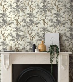 Harewood Wallpaper by 1838 Wallcoverings Grey