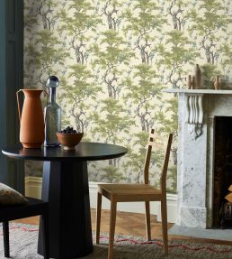 Harewood Wallpaper by 1838 Wallcoverings Lime Green
