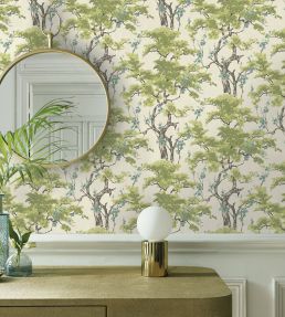 Harewood Wallpaper by 1838 Wallcoverings Lime Green