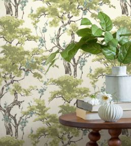 Harewood Wallpaper by 1838 Wallcoverings Lime Green