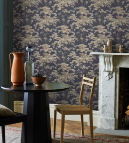 Harewood Wallpaper by 1838 Wallcoverings Navy Blue