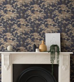 Harewood Wallpaper by 1838 Wallcoverings Navy Blue