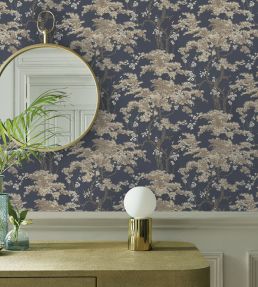 Harewood Wallpaper by 1838 Wallcoverings Navy Blue
