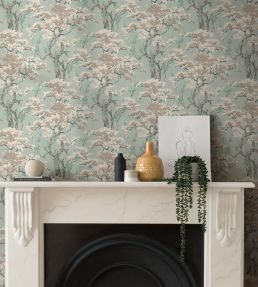 Harewood Wallpaper by 1838 Wallcoverings Seafoam Green