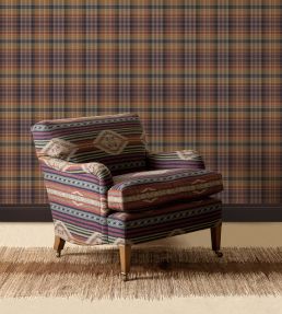 Harlech Fabric by Mulberry Home Charcoal/Red