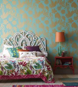Nalina Fabric by Harlequin Peach/Mango/Olive