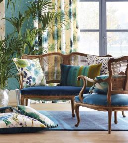 Amazilia Velvets Fabric by Harlequin Zest/Lagoon/Indigo