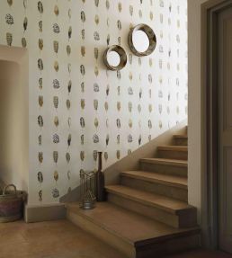 Limosa Wallpaper by Harlequin Indigo/Mustard/Stone