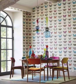 Papilio Wallpaper by Harlequin Flamingo/Papaya/Olive