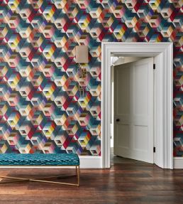 Arccos Wallpaper by Harlequin Cerise / Neptune / Teal