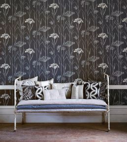 Gardinum Wallpaper by Harlequin Chalk, Wedgewood, Gold