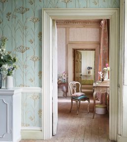 Gardinum Wallpaper by Harlequin Seafoam, Chalk, Gold