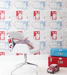 Brighton Wallpaper by Harlequin Strawberry/Cornflower