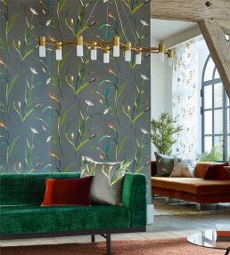 Saona Wallpaper by Harlequin Coral/Silver