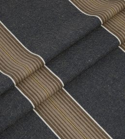 Hastings Stripe Fabric by Ian Mankin Dark Navy/Browns