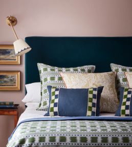Hatchett Silk Cushion 35 x 50cm by James Hare Blue/Green