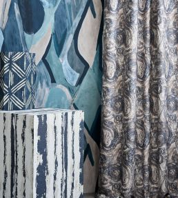 Hatoum Jacquard Fabric by Clarke & Clarke Ink