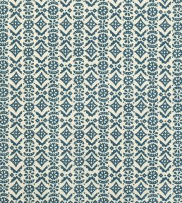 Hawelka Fabric by Volga Linen Oyster/Prussian Blue