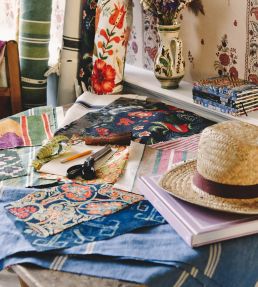 Heirloom Fabric by MINDTHEGAP Blue Red