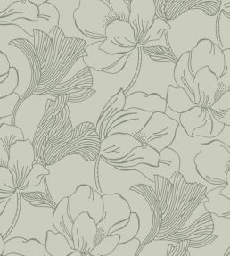 Helleborus Wallpaper by Farrow & Ball Eddy / Card Room Green