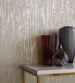 Helmsley Foil Wallpaper by 1838 Wallcoverings Silver and Cream