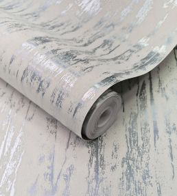 Helmsley Foil Wallpaper by 1838 Wallcoverings Silver and Cream