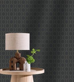 Hexaline Wallpaper by Caselio Noir or