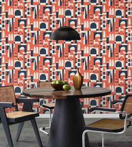 Hey! Manhattan Wallpaper by Mini Moderns Harvest Orange