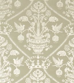 Highgrove Damask Fabric by Sanderson Silver Green