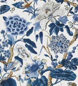 Hill Garden Wallpaper by Thibaut Blue and White