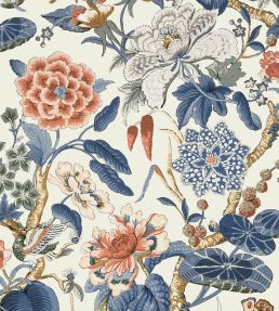 Hill Garden Wallpaper by Thibaut Brick and Navy