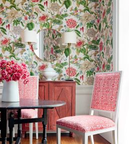 Hill Garden Wallpaper by Thibaut Brick and Navy