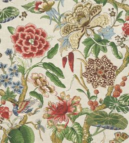 Hill Garden Fabric by Thibaut Flax
