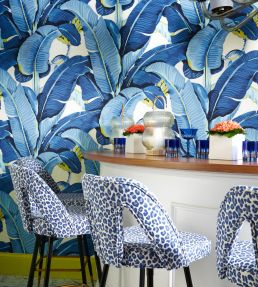 Hinson Palm Wallpaper by Scalamandre Blue Lagoon