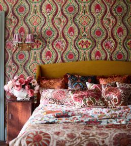 Hippie Paisley Wallpaper by MINDTHEGAP Red Green