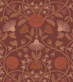 Hippolyte Wallpaper by Casamance Bordeaux/cuivre