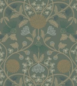 Hippolyte Wallpaper by Casamance Vert de gris/dore
