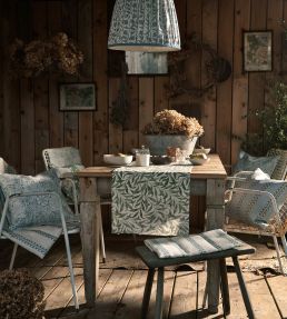 Holland Park Stripe Outdoor Fabric by Morris & Co Mineral Blue