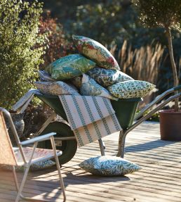 Holland Park Stripe Outdoor Fabric by Morris & Co Sage/Linen