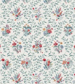 Hollingbourne Fabric by Nina Campbell Teal/Red/Amethyst