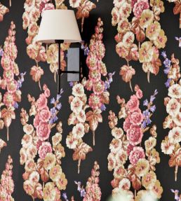 Hollyhocks Wallpaper by Sanderson Copper/Rhodera